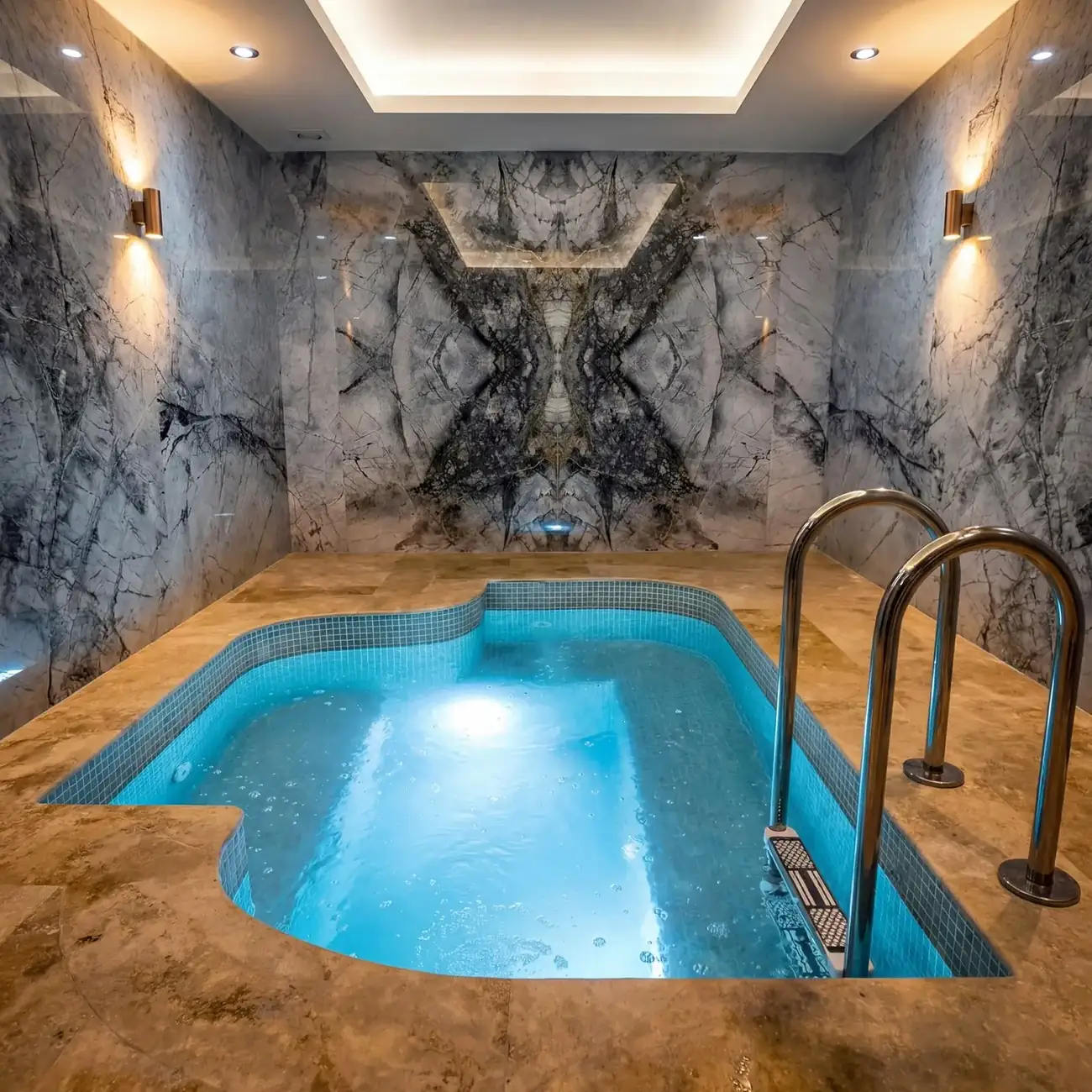 Bespoke jacuzzi room finished in marble